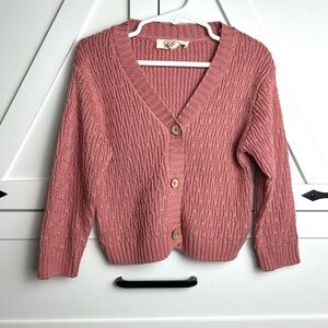 Girl Pink Knit Cardigan Sweater